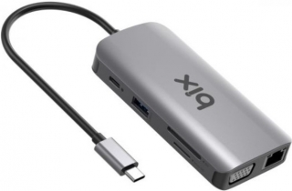 Bix BX17HB Type-C to Ethernet HDMI PD USB 3.2 MicroSD SD VGA Dönüştürücü